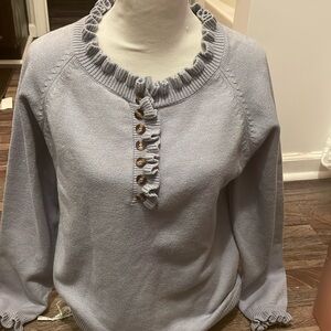 BTFBM Light BlueSweater Ruffle Cuffs/Neckline. GUC. Size M.